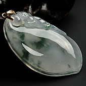 冰种飘花缅甸翡翠A货福瓜挂件