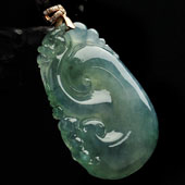 冰种飘花缅甸翡翠A货如意挂件