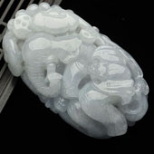 糯冰种晴水缅甸翡翠A货吉祥如意手玩件