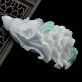 糯冰种春带彩缅甸翡翠A货白菜挂件