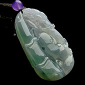 糯冰种飘翠缅甸翡翠A货节节高升挂件