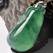 冰种绿晴水飘花缅甸翡翠A货福瓜挂件