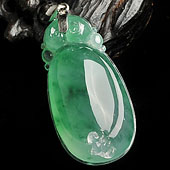 冰种绿晴水飘花缅甸翡翠A货如意挂件