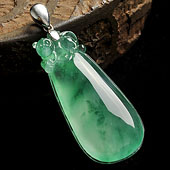 冰种绿晴水飘花缅甸翡翠A货福瓜挂件