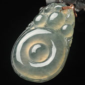 冰种晴水缅甸翡翠A货如意寿挂件