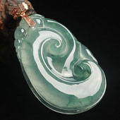 冰种飘花缅甸翡翠A货如意挂件