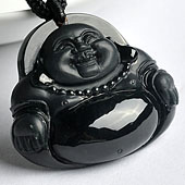 冰玻种墨翠缅甸翡翠A货玉佛挂件