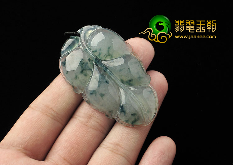 冰种飘花缅甸翡翠A货叶子挂件