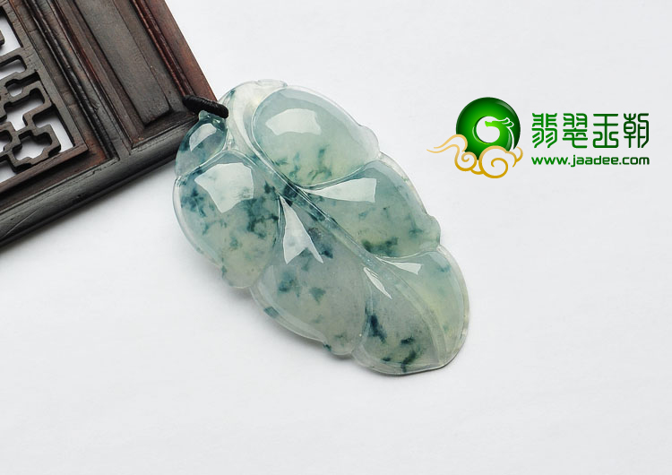 冰种飘花缅甸翡翠A货叶子挂件