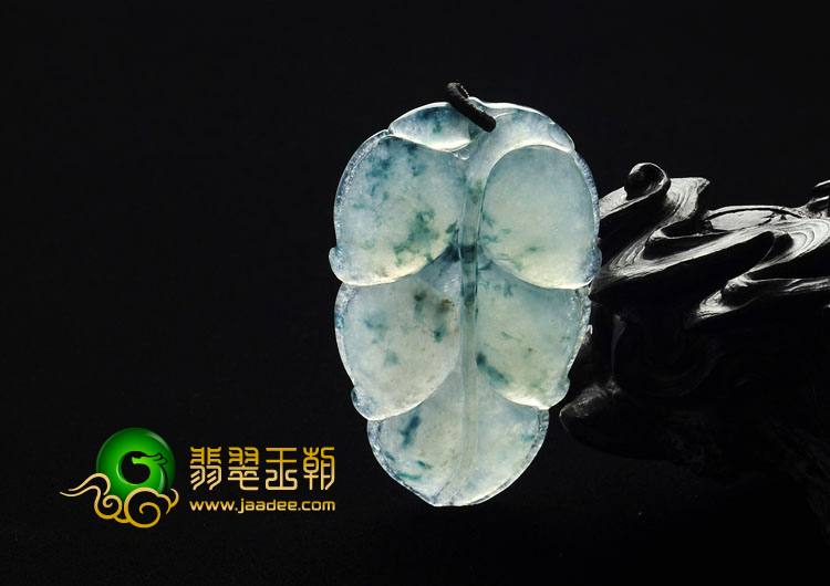 冰种飘花缅甸翡翠A货叶子挂件