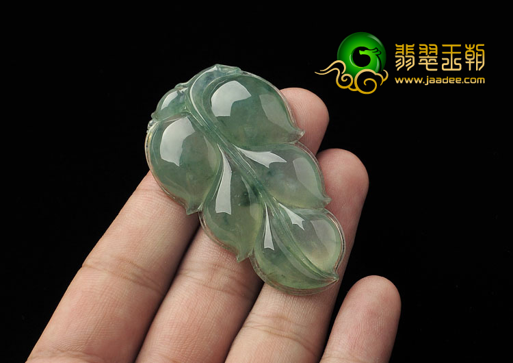 冰种飘花缅甸翡翠A货叶子挂件