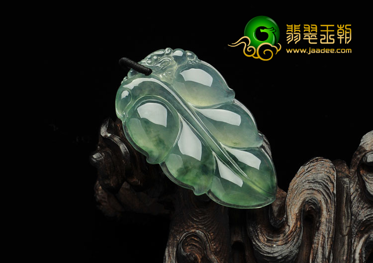 冰种飘花缅甸翡翠A货叶子挂件