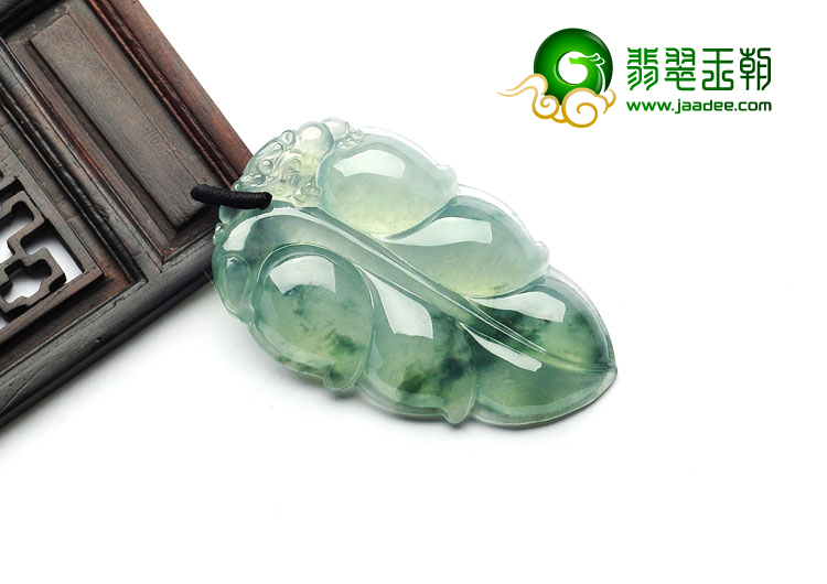 冰种飘花缅甸翡翠A货叶子挂件