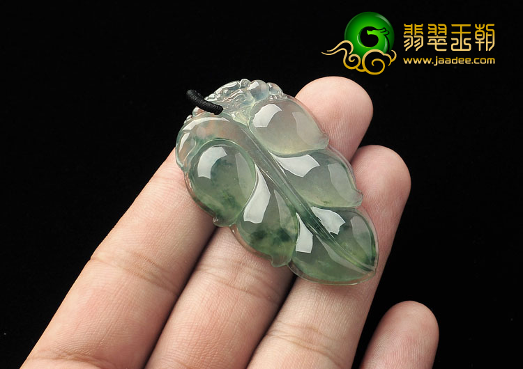 冰种飘花缅甸翡翠A货叶子挂件