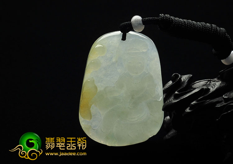 冰种晴水黄翡缅甸翡翠A货观音挂件