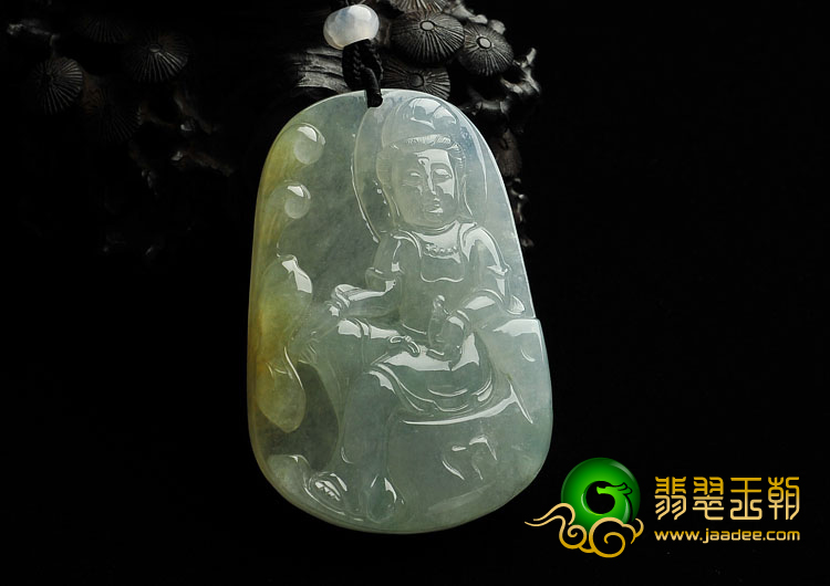 冰种晴水黄翡缅甸翡翠A货观音挂件