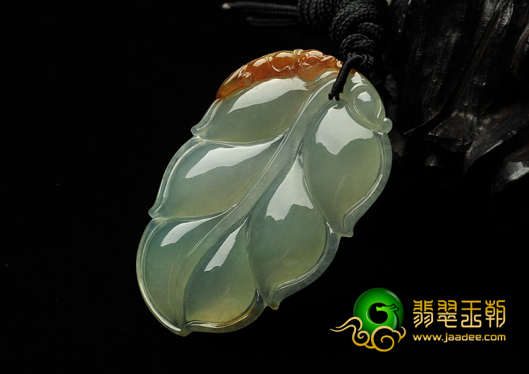 冰种晴水褐黄翡缅甸翡翠A货大业有成挂件