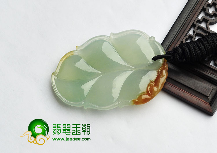 冰种晴水褐黄翡缅甸翡翠A货大业有成挂件