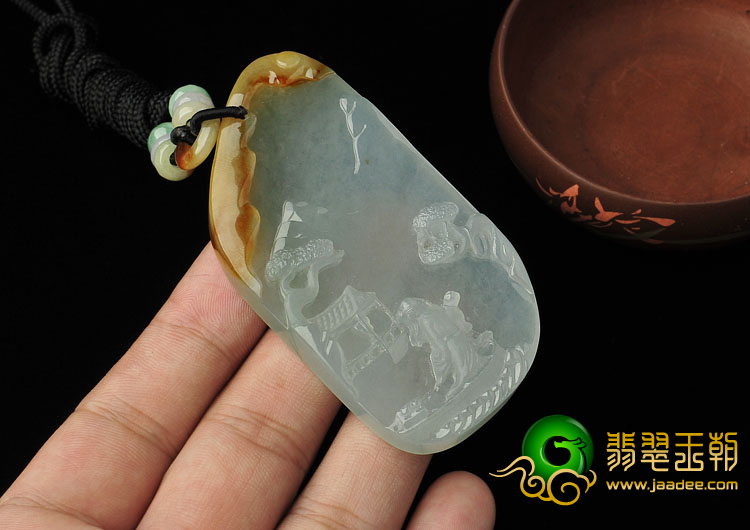 （超值推荐）冰种晴水褐黄翡缅甸翡翠A货汀州一梦挂件
