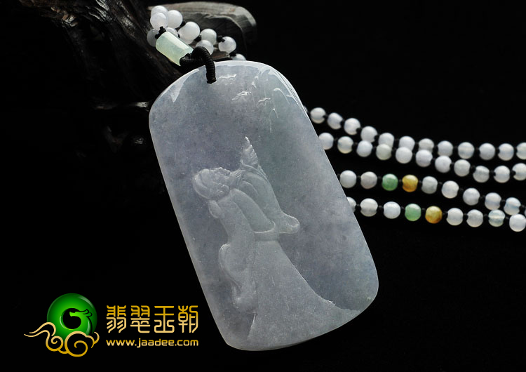 糯冰种淡紫罗兰缅甸翡翠A货指点江山挂件