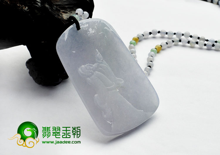 糯冰种淡紫罗兰缅甸翡翠A货指点江山挂件