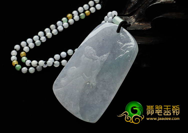糯冰种淡紫罗兰缅甸翡翠A货指点江山挂件