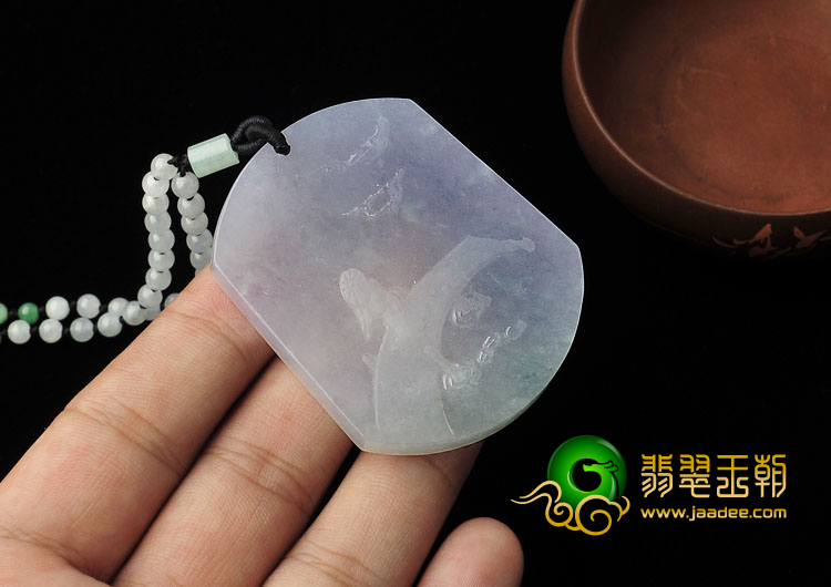 糯冰种紫罗兰缅甸翡翠A货小桥流水挂件