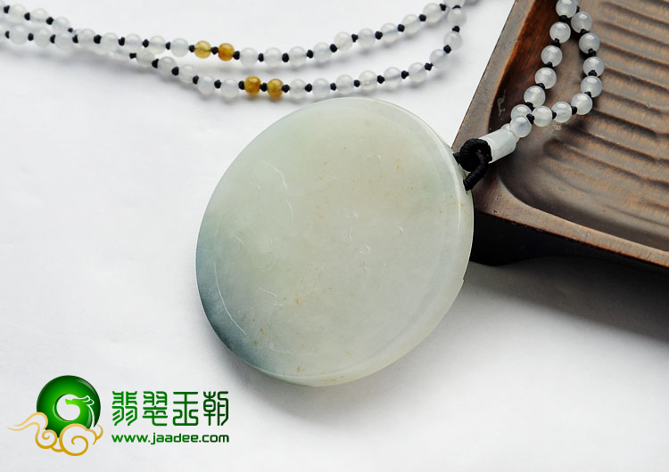 糯冰种青色飘黄翡缅甸翡翠A货望月怀远挂件