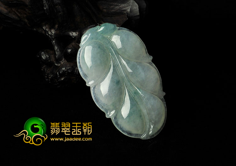冰种飘花缅甸翡翠A货叶子挂件