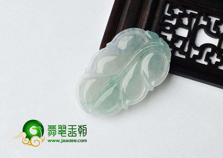 冰种飘花缅甸翡翠A货叶子挂件