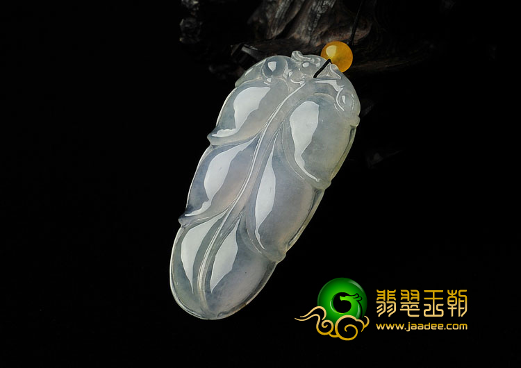 冰种淡紫罗兰缅甸翡翠A货叶子挂件