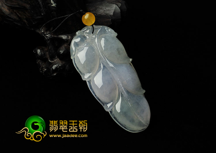 冰种淡紫罗兰缅甸翡翠A货叶子挂件