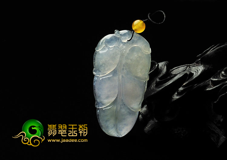 冰种淡紫罗兰缅甸翡翠A货叶子挂件