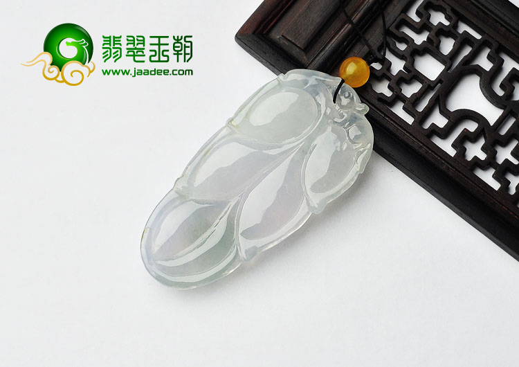 冰种淡紫罗兰缅甸翡翠A货叶子挂件