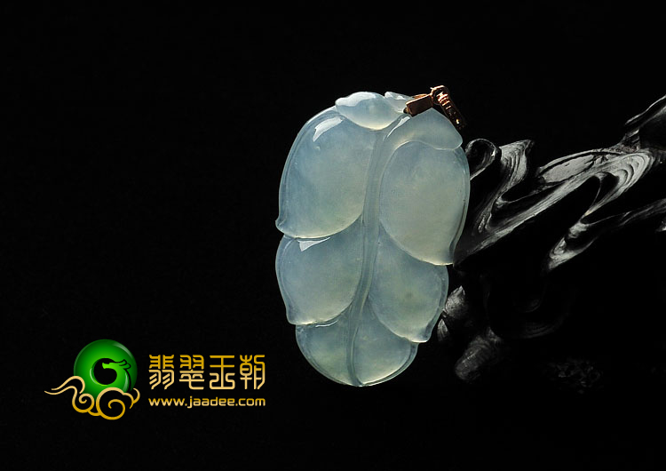 冰种晴水缅甸翡翠A货叶子挂件