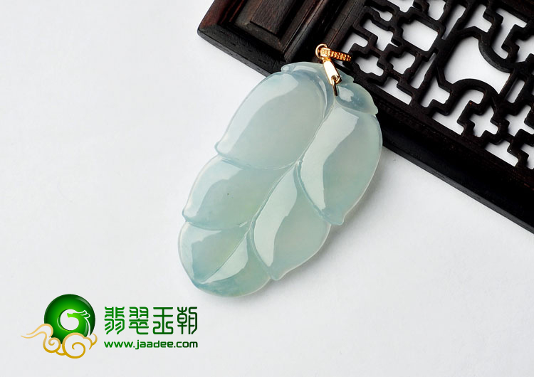 冰种晴水缅甸翡翠A货叶子挂件