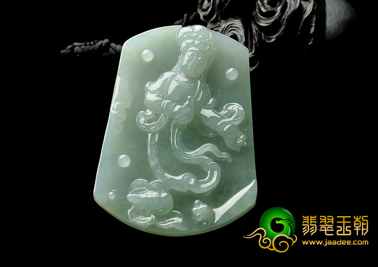 糯冰种晴水缅甸翡翠A货观音挂件