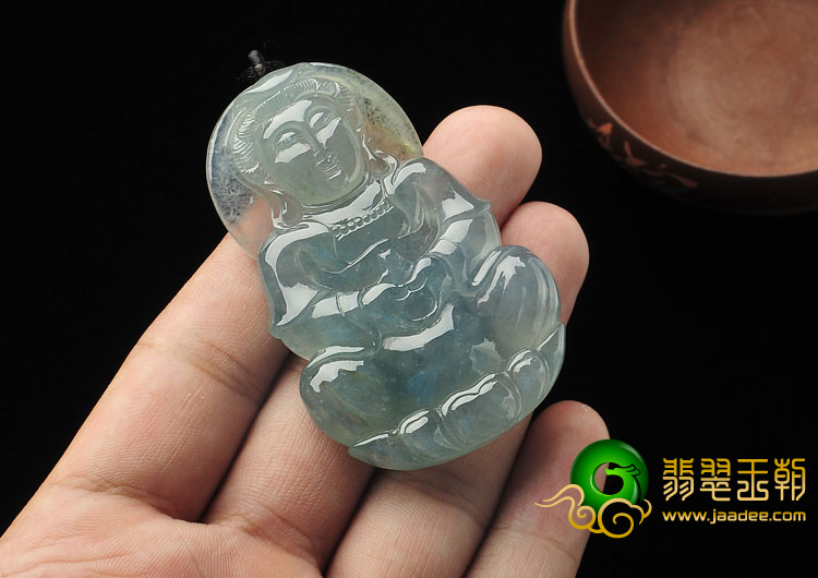 冰种晴水缅甸翡翠A货观音挂件