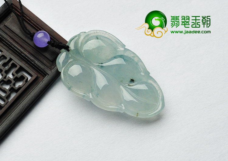 冰种飘花缅甸翡翠A货叶子挂件