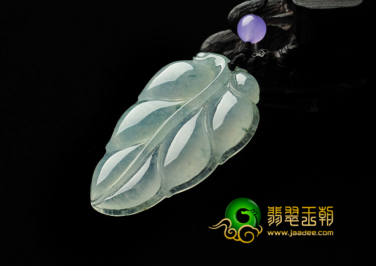 冰种飘花缅甸翡翠A货叶子挂件
