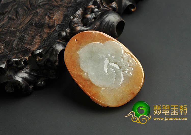 糯冰种红黄翡缅甸翡翠A货花开富贵挂件