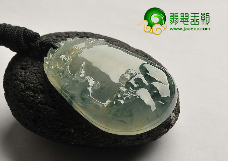 (超值推荐)冰种飘花缅甸翡翠A货松鹤延年挂件