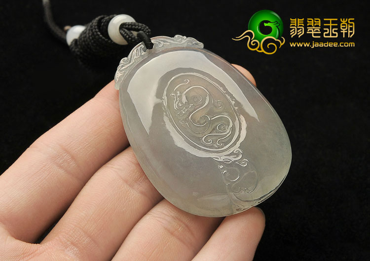 冰种晴水缅甸翡翠A货龙凤牌挂件