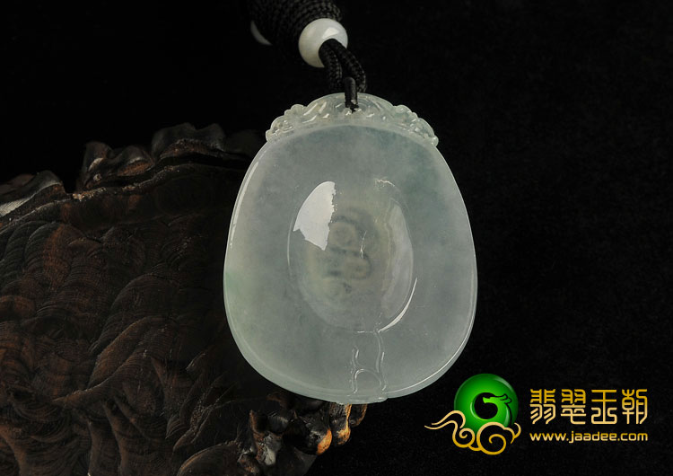 冰种晴水缅甸翡翠A货龙凤牌挂件