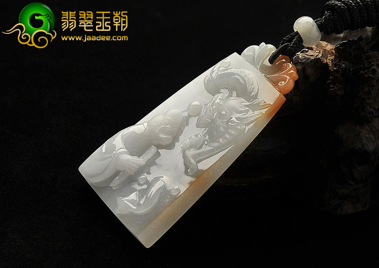 （超值推荐）糯冰种晴水褐黄翡缅甸翡翠A货画龙点睛挂件
