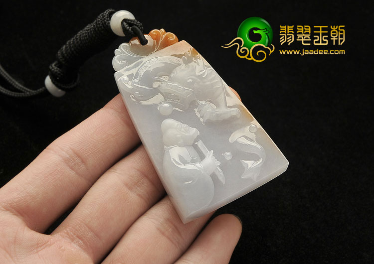 （超值推荐）糯冰种晴水褐黄翡缅甸翡翠A货画龙点睛挂件