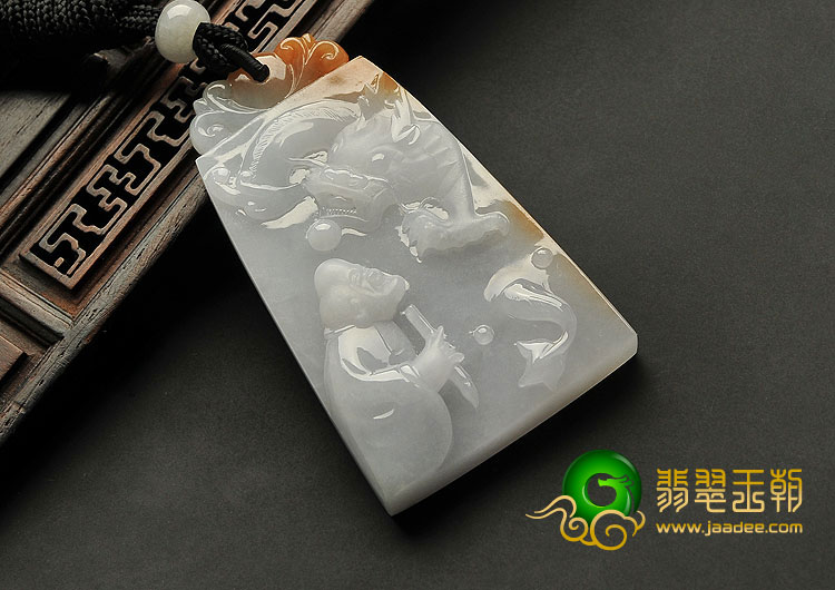 （超值推荐）糯冰种晴水褐黄翡缅甸翡翠A货画龙点睛挂件