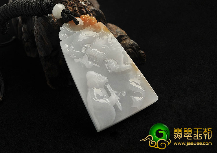 （超值推荐）糯冰种晴水褐黄翡缅甸翡翠A货画龙点睛挂件