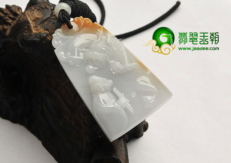 （超值推荐）糯冰种晴水褐黄翡缅甸翡翠A货画龙点睛挂件