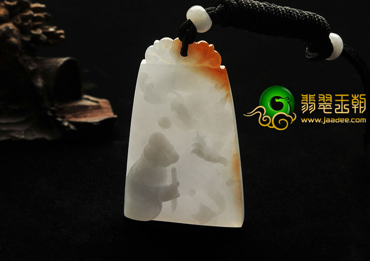 （超值推荐）糯冰种晴水褐黄翡缅甸翡翠A货画龙点睛挂件
